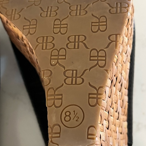 Banana Republic Black Croc PeepToe Slingback Wedge Sandals size 8.5 - Picture 7 of 7